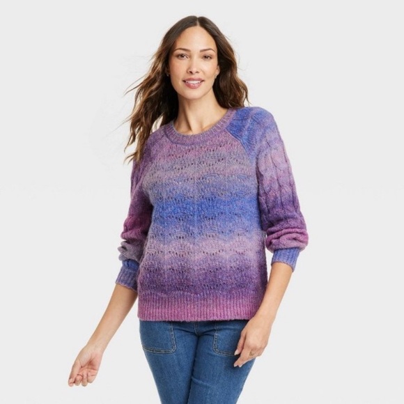 Knox Rose Sweaters - EUC Knox Rose Women's Marled Crewneck Sweater Blue Purple Size 1X